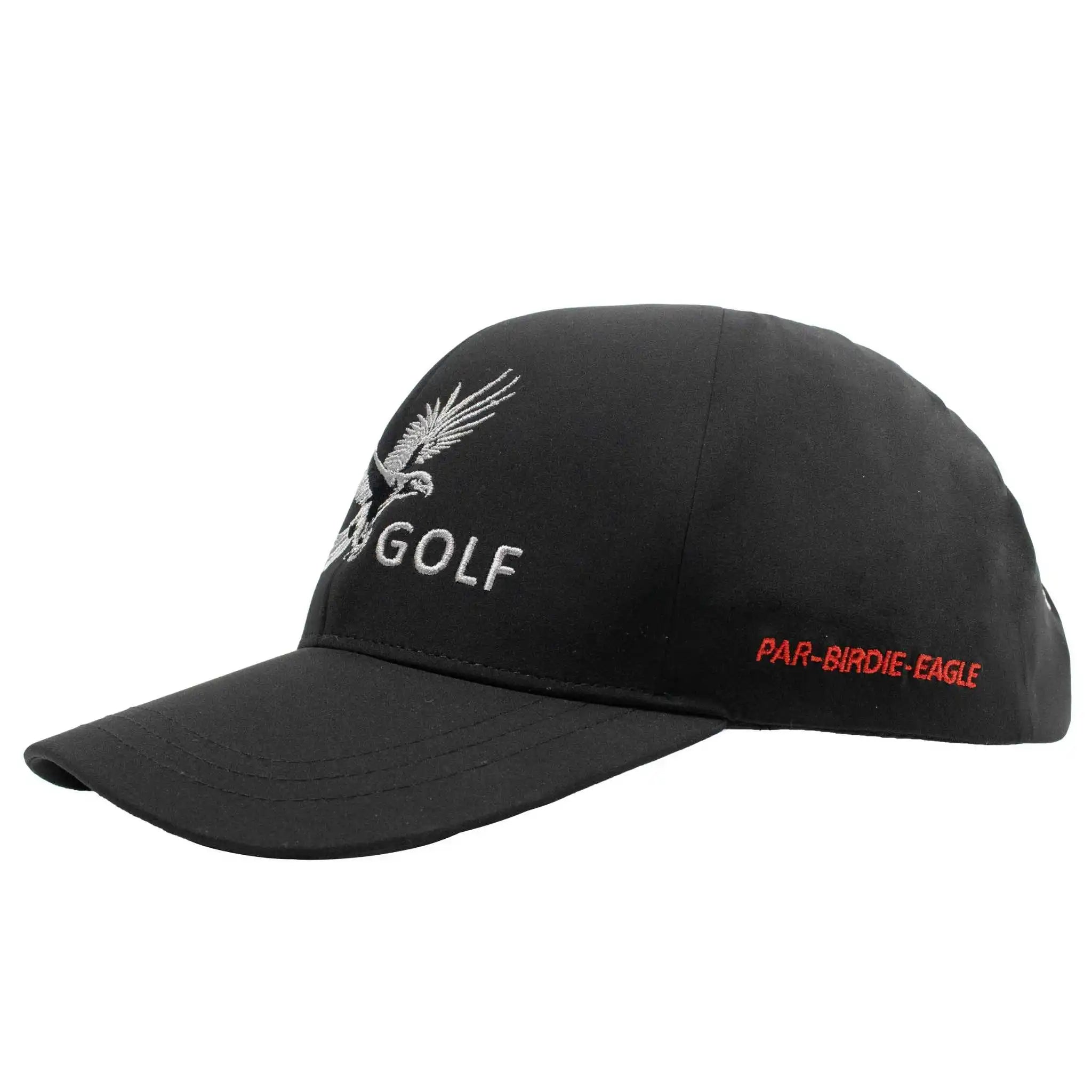 Black cap with 'GOLF' and eagle design on a white background