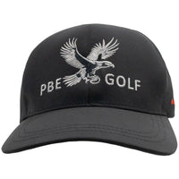 Black cap with eagle logo and 'PBE GOLF' text on a white background