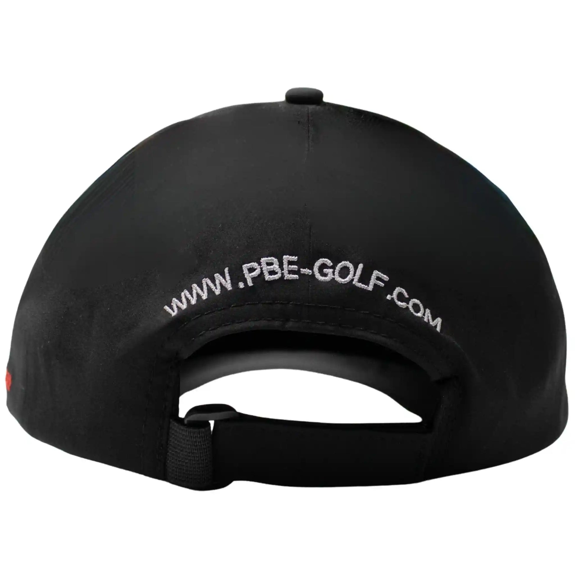 Black cap with 'www.PBE-GOLF.com' text on a white background