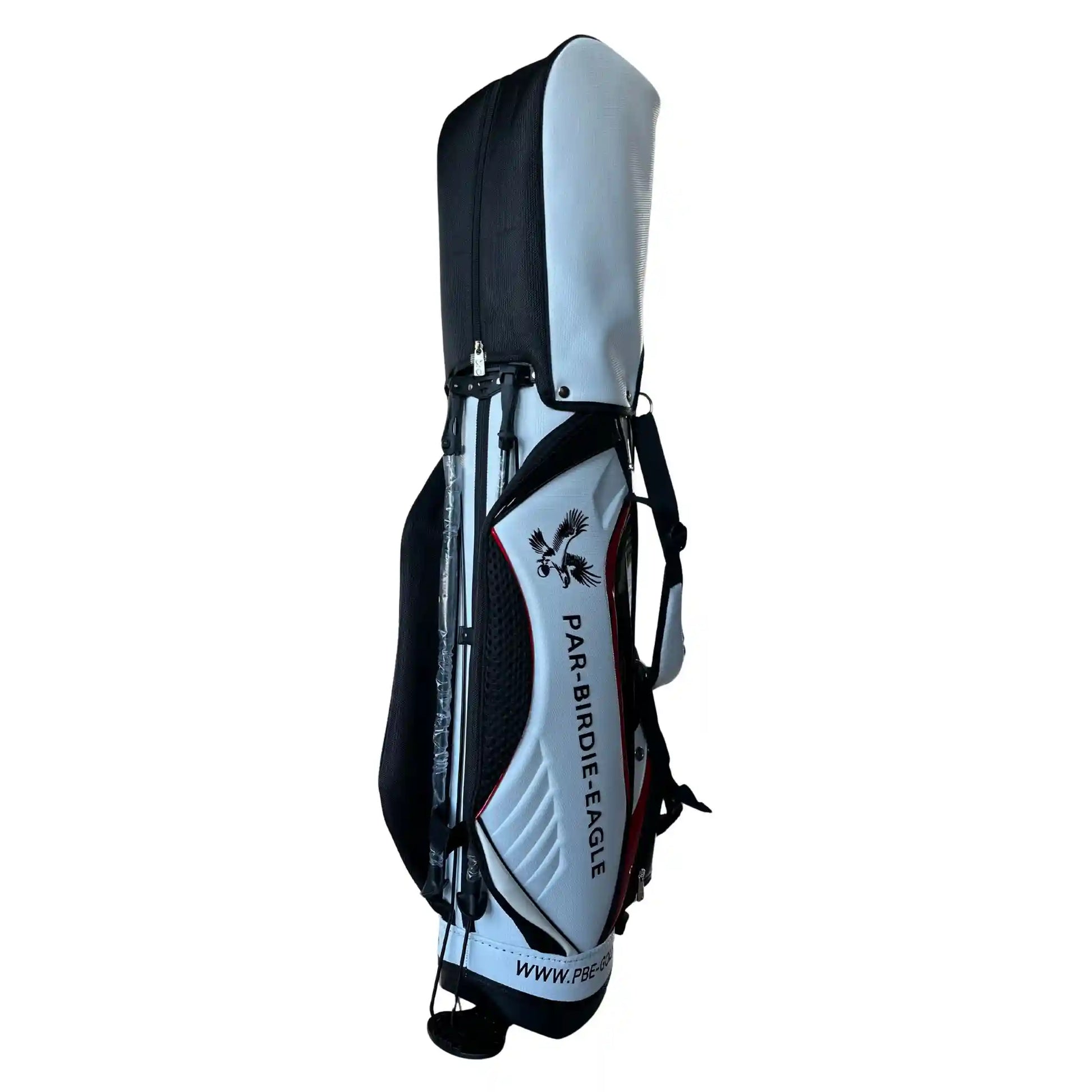 Golf bag with visible branding on a white background