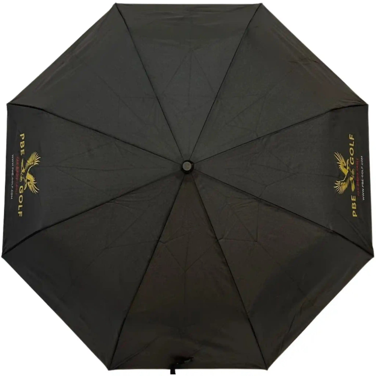 Black umbrella with brand logo on a white background