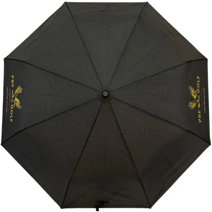 Black umbrella with brand logo on a white background