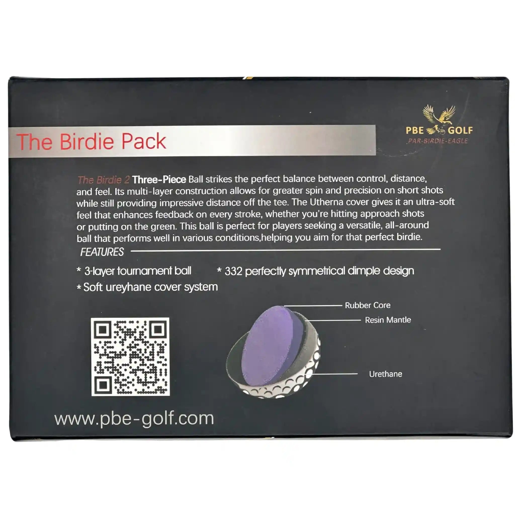 PBE Golf packaging with product details and branding