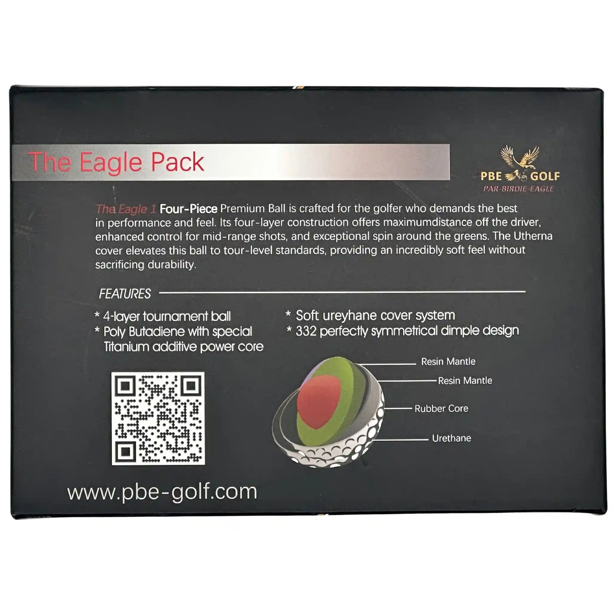 PBE Golf packaging with product details and branding