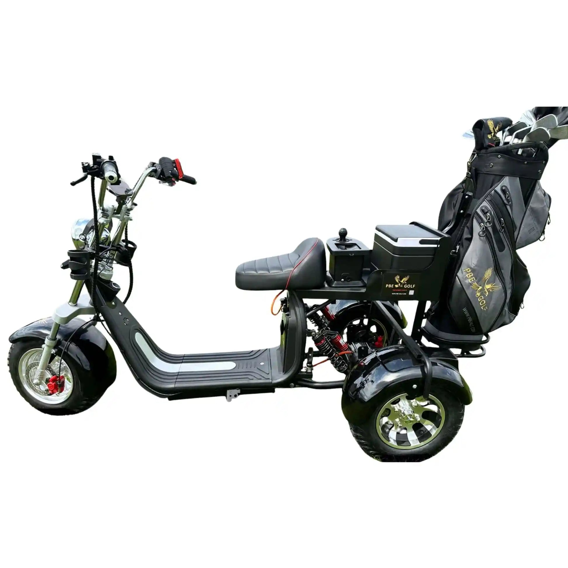 Three-wheeled motor scooter on a white background