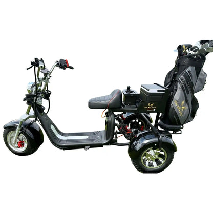 Three-wheeled motor scooter on a white background