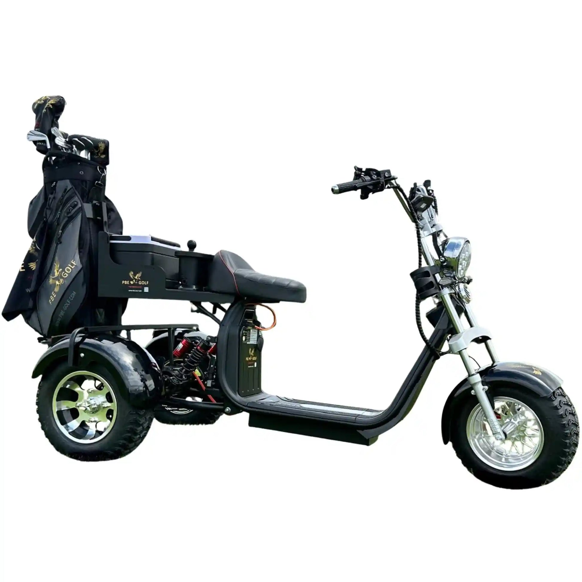 Three-wheeled motor scooter on a white background