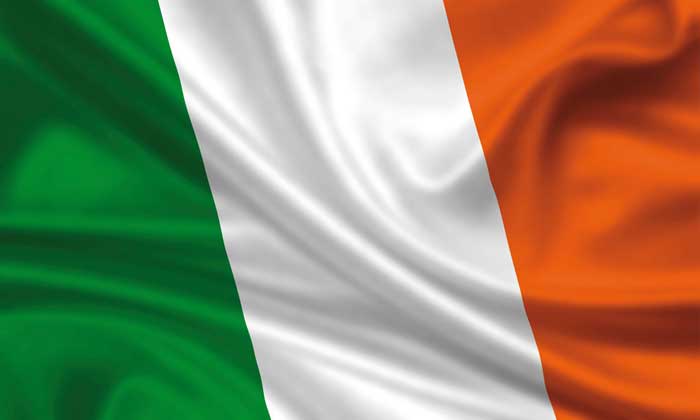 Flag of Ireland with green, white, and orange colors.